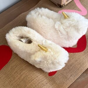 Pottery Barn Kids White Fluffy Slippers